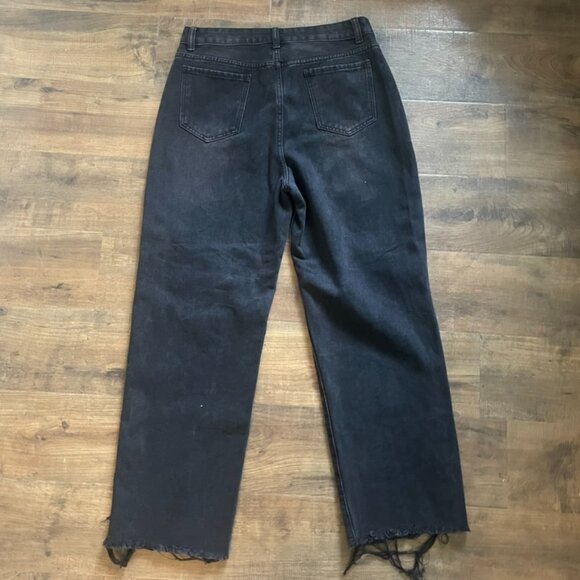 SHEIN Black Distressed Relaxed Boyfriend Jeans Women’s Size L - Picture 7 of 8